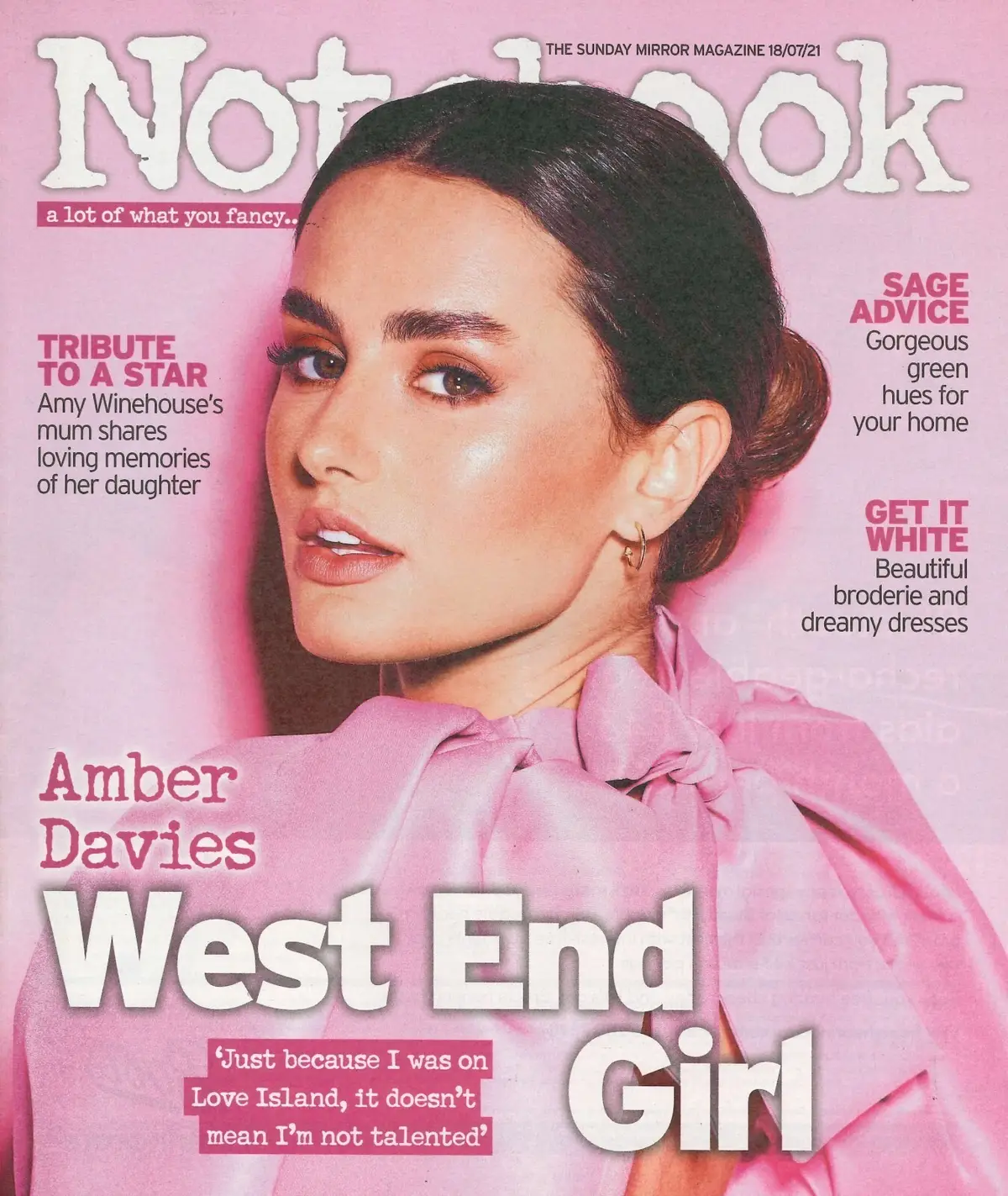Sunday Mirror Notebook Magazine: Amber Davies, Amy Winehouse, Fashion, 18.7.21