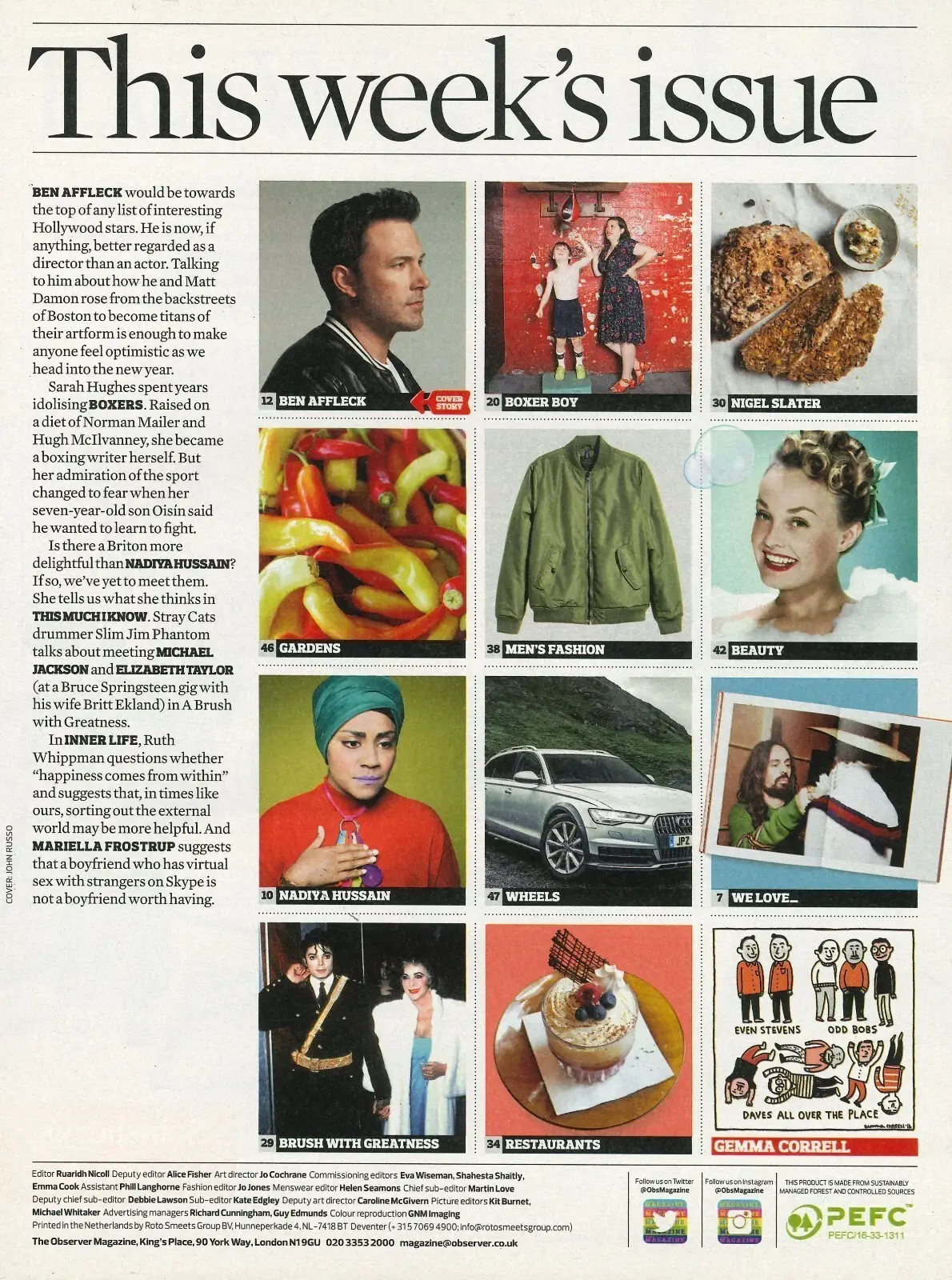 Observer Magazine: Ben Affleck, Nadiya Hussain, Michael Jackson, Fashion, 1.1.17 - image 2 | Free standard UK delivery included | Discount Quality Products