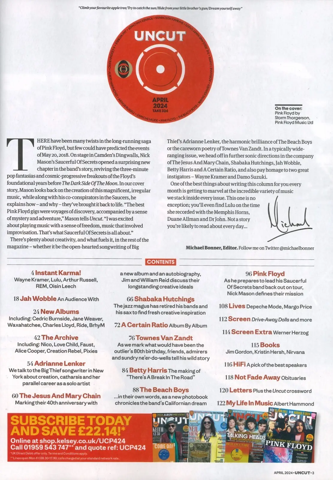Uncut Magazine Free CD, Pink Floyd, Wayne Kramer, Betty Harris, Rock, April 2024 - image 2 | Free standard UK delivery included | Discount Quality Products