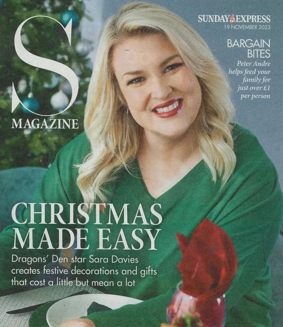 Sunday Express Magazine: Sara Davies, Peter Andre, Kelly Brook, Xmas, 19.11.23