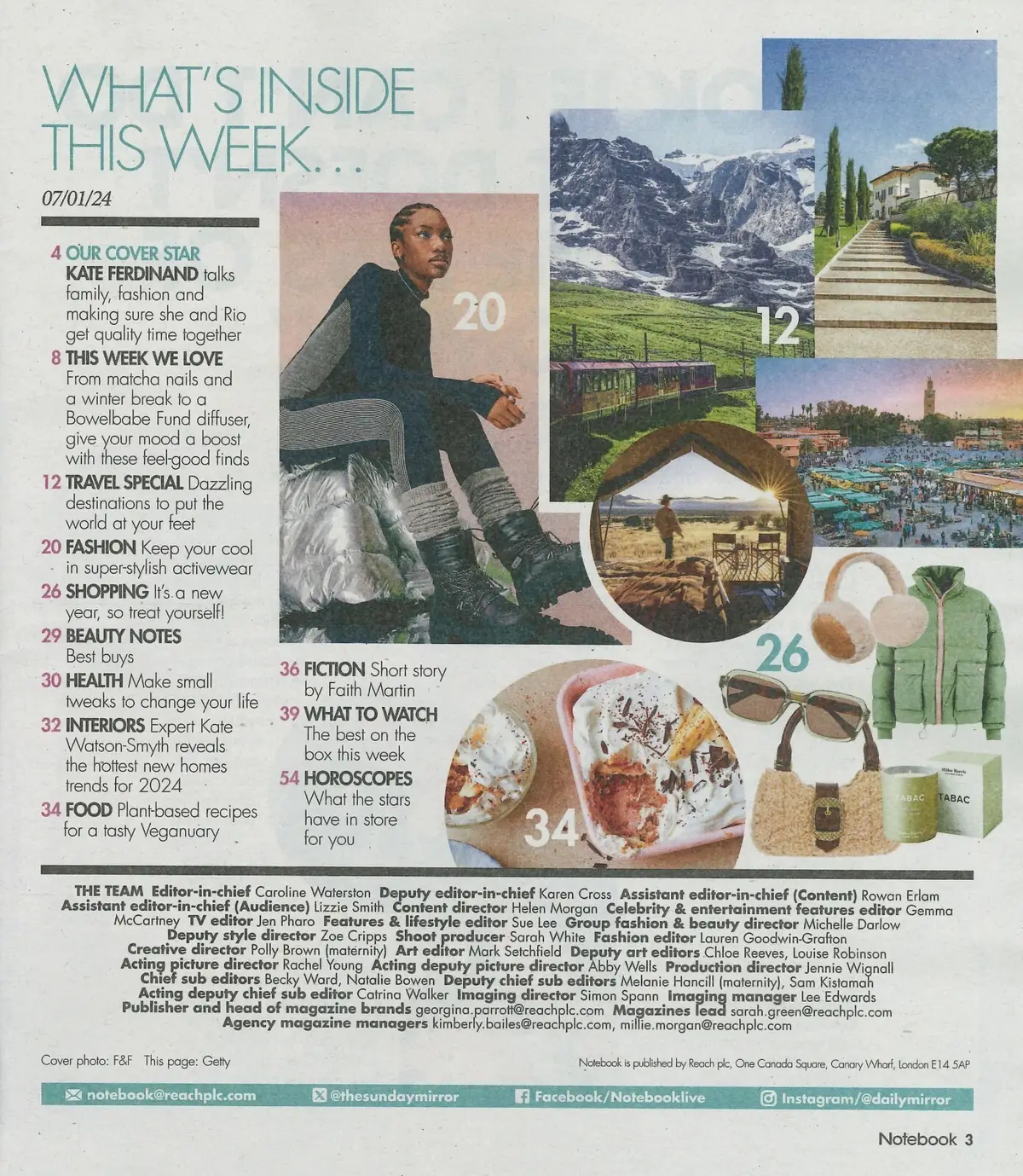 Sunday Mirror Notebook Magazine: Kate Ferdinand, Travel Special, Fashion, 7.1.24 - image 2 | Free standard UK delivery included | Discount Quality Products
