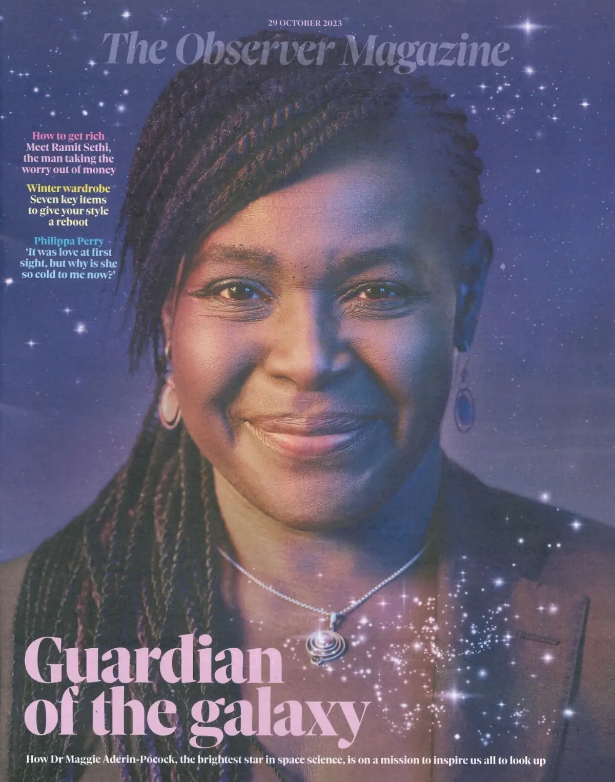Observer Magazine: Maggie Aderin-Pocock, David Duchovny, Morpurgo, 29.10.23