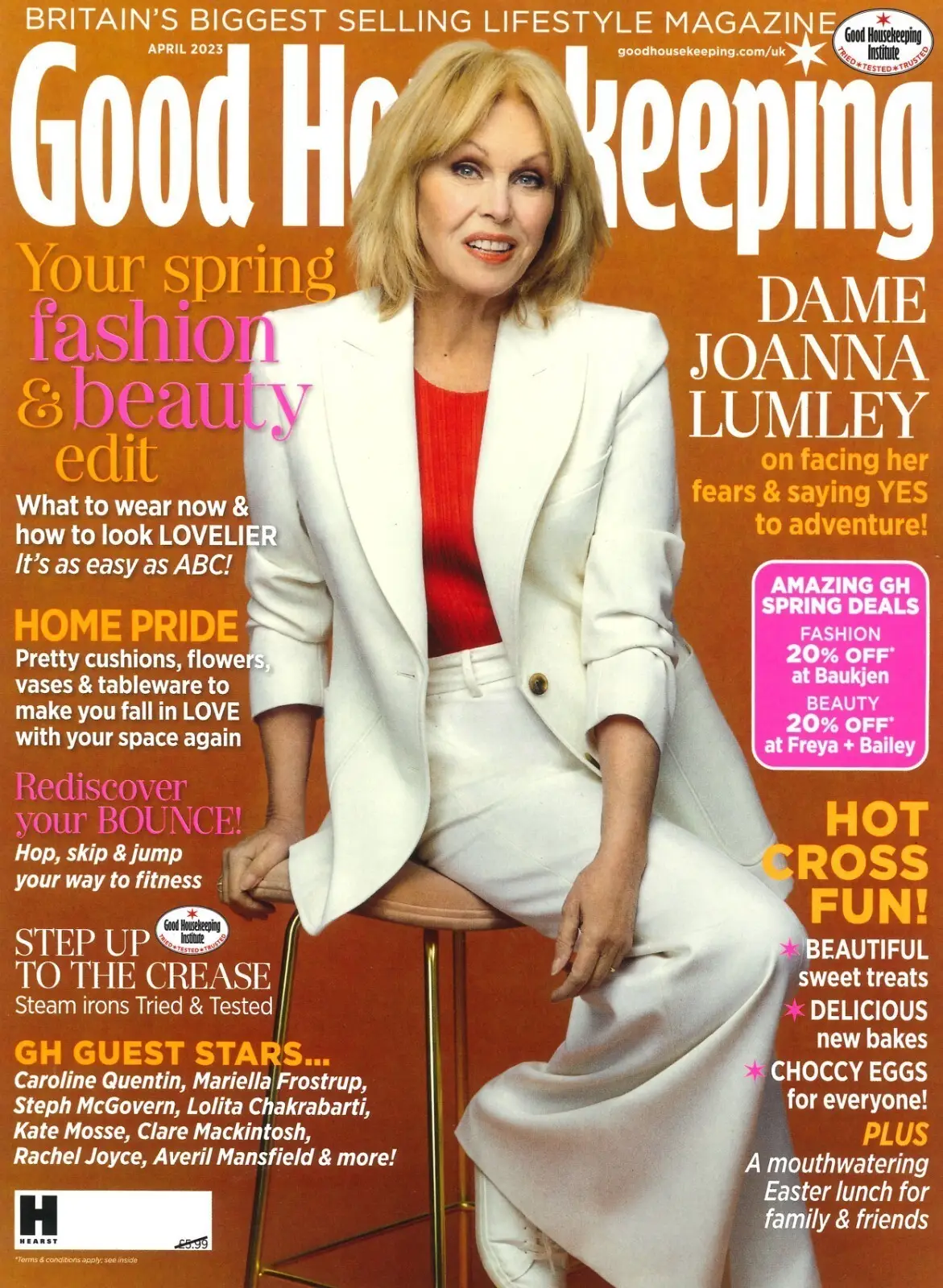 Good Housekeeping Magazine Joanna Lumley, Caroline Quentin, Frostrup, April 2023