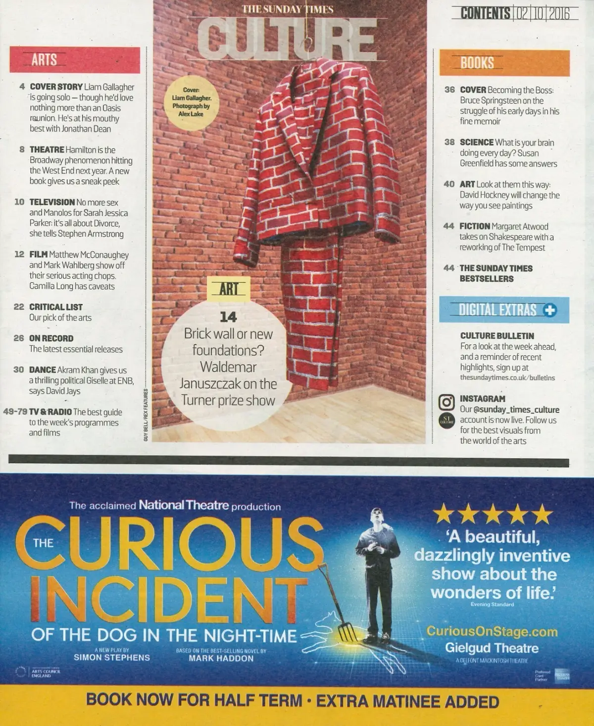 Sunday Times Culture Magazine: Liam Gallagher, Sarah Jessica Parker, 2.10.16 - image 2 | Free standard UK delivery included | Discount Quality Products