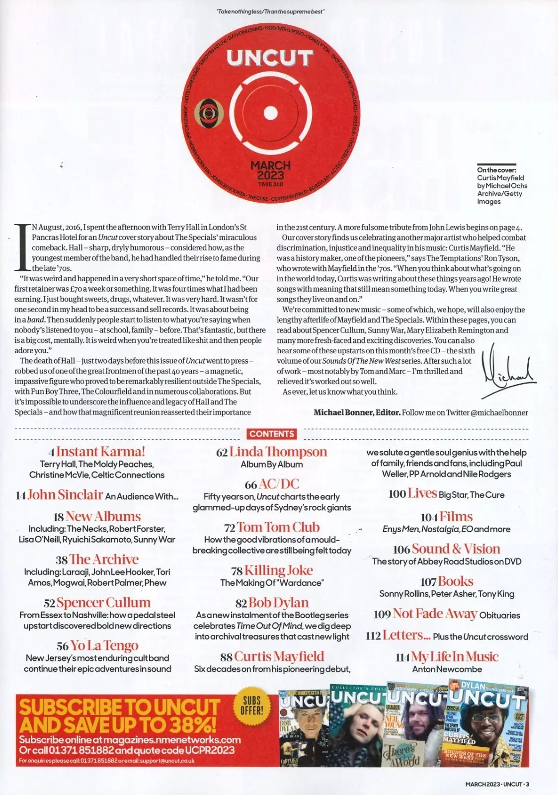 Uncut Magazine, Free 15-Track CD, Curtis Mayfield, Bob Dylan, Music, March 2023 - image 2 | Free standard UK delivery included | Discount Quality Products