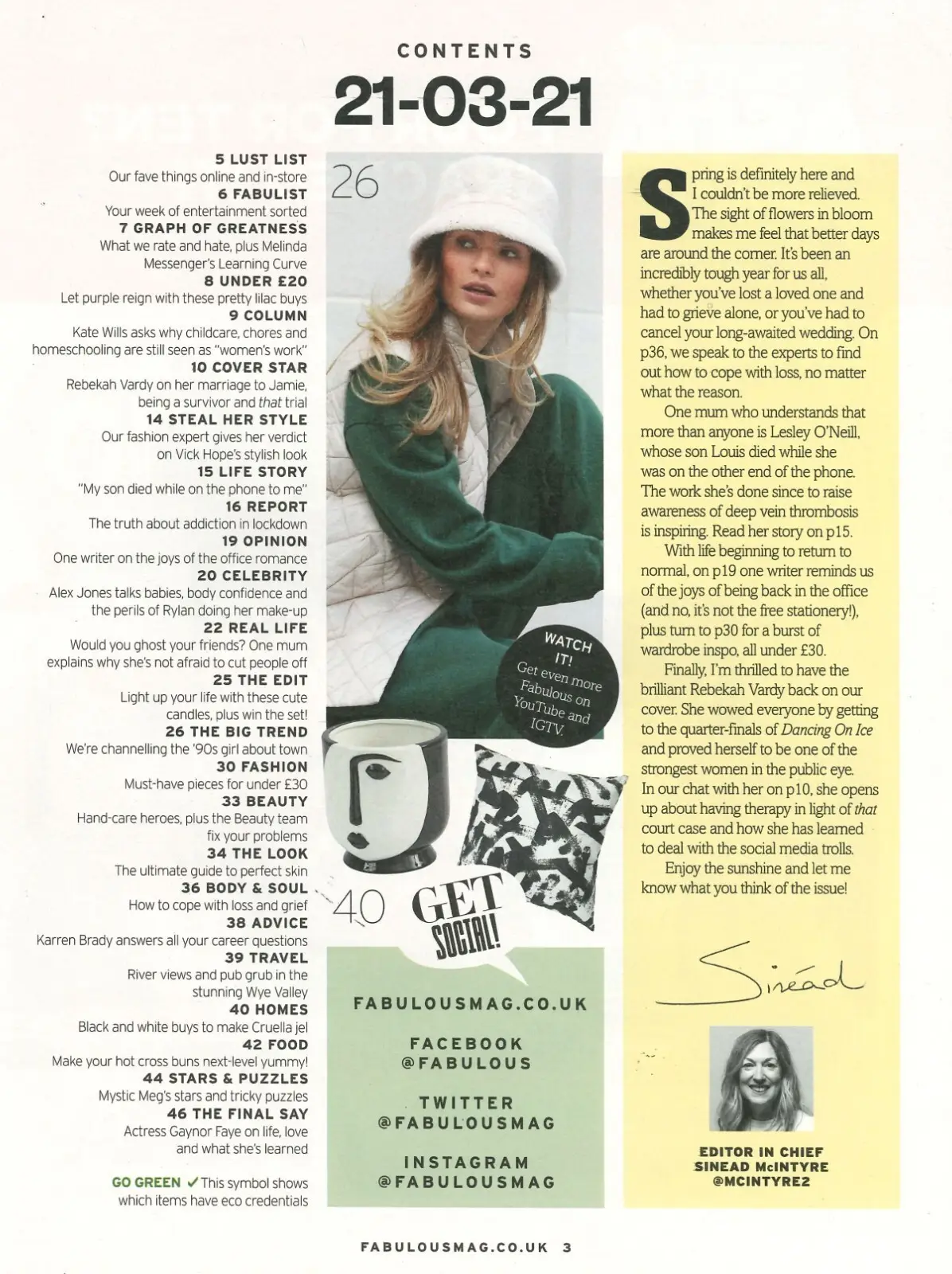 Fabulous Magazine Rebekah Vardy, Melinda Messenger, Gaynor Faye, Fashion 21.3.21 - image 2 | Free standard UK delivery included | Discount Quality Products