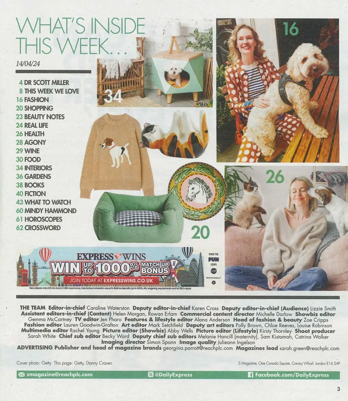 Sunday Express Magazine: Pet Special, Dr Scott Miller, Mindy Hammond, 14.4.24 - image 2 | Free standard UK delivery included | Discount Quality Products
