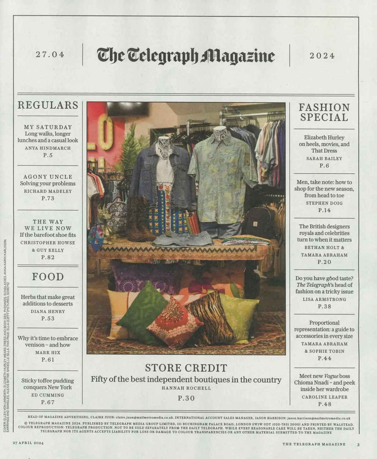 Telegraph Magazine: Elizabeth Hurley, Anya Hindmarch, Chioma Nnadi, 27.4.24 - image 2 | Free standard UK delivery included | Discount Quality Products