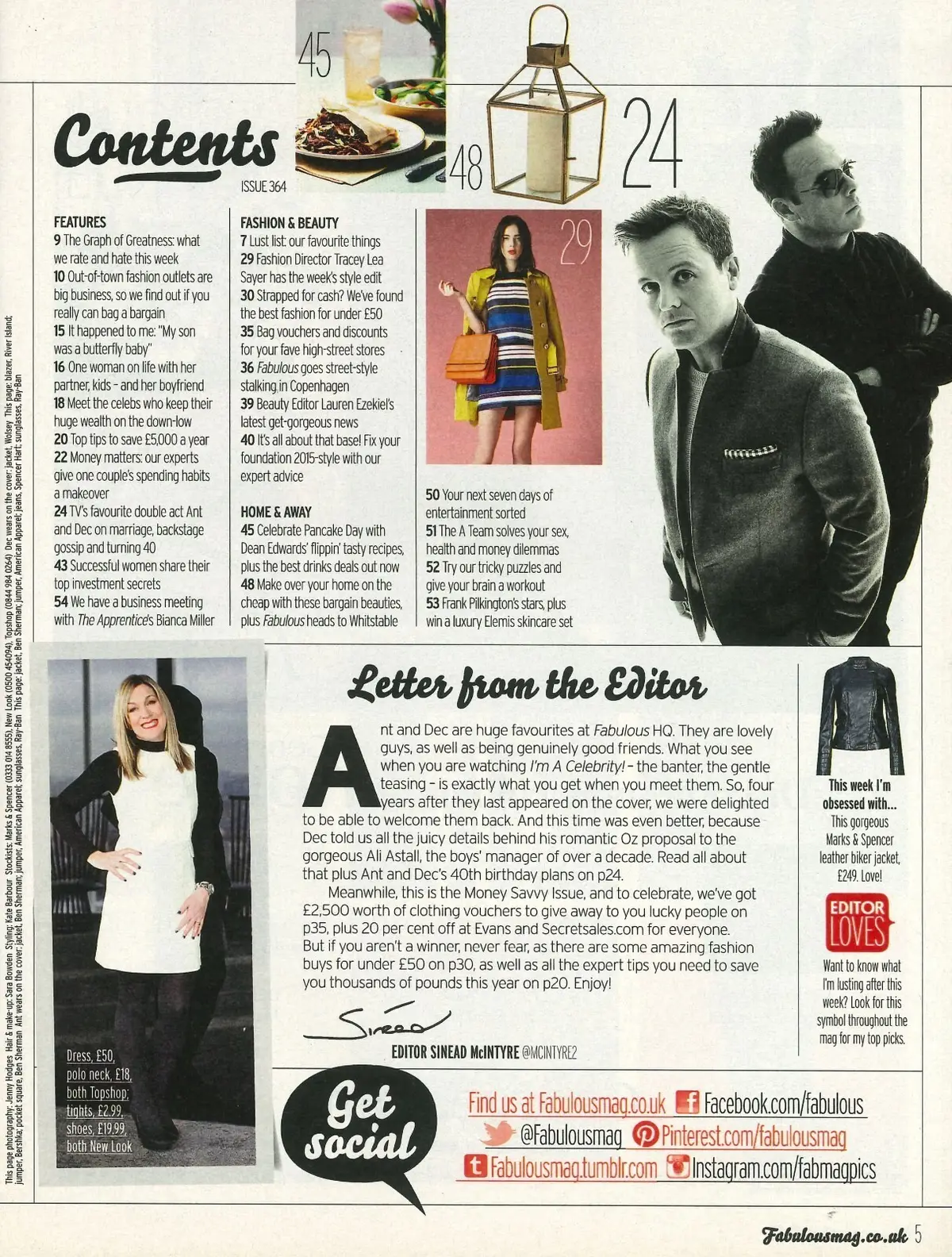Fabulous Magazine, Ant & Dec, Apprentice's Bianca Miller, Dean Edwards, 15.2.15 - image 2 | Free standard UK delivery included | Discount Quality Products