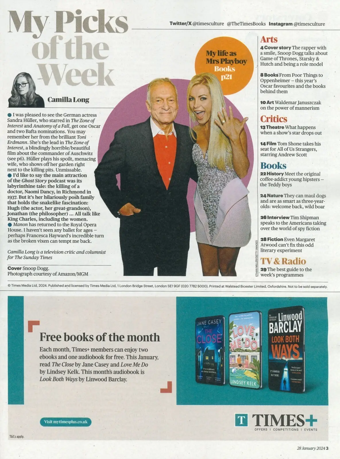 Sunday Times Culture Magazine: Snoop Dogg, Michael McIntyre, Hugh Hefner 28.1.24 - image 2 | Free standard UK delivery included | Discount Quality Products