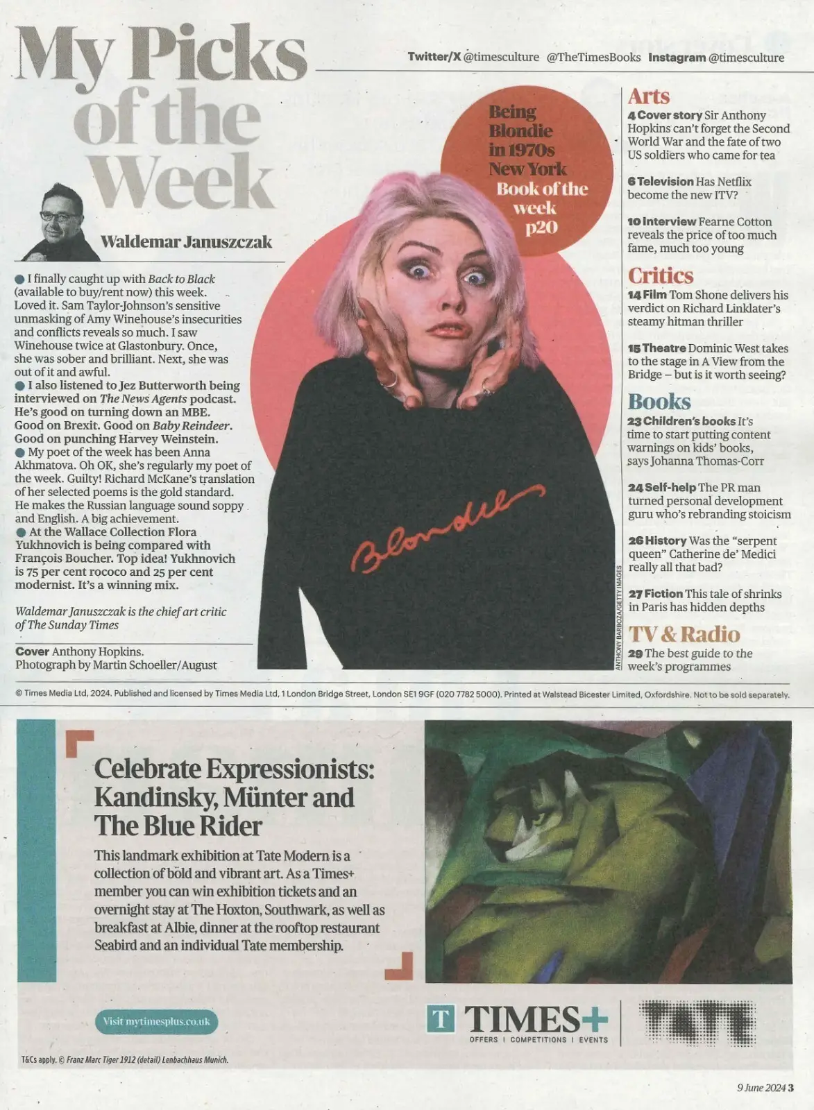 Sunday Times Culture Magazine: Anthony Hopkins, Fearne Cotton, Blondie, 9.6.24 - image 2 | Free standard UK delivery included | Discount Quality Products