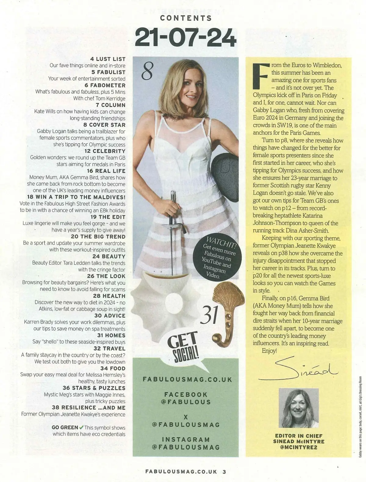 Fabulous Magazine: Paris Olympics Special, Gabby Logan, Team GB Stars, 21.7.24 - image 2 | Free standard UK delivery included | Discount Quality Products