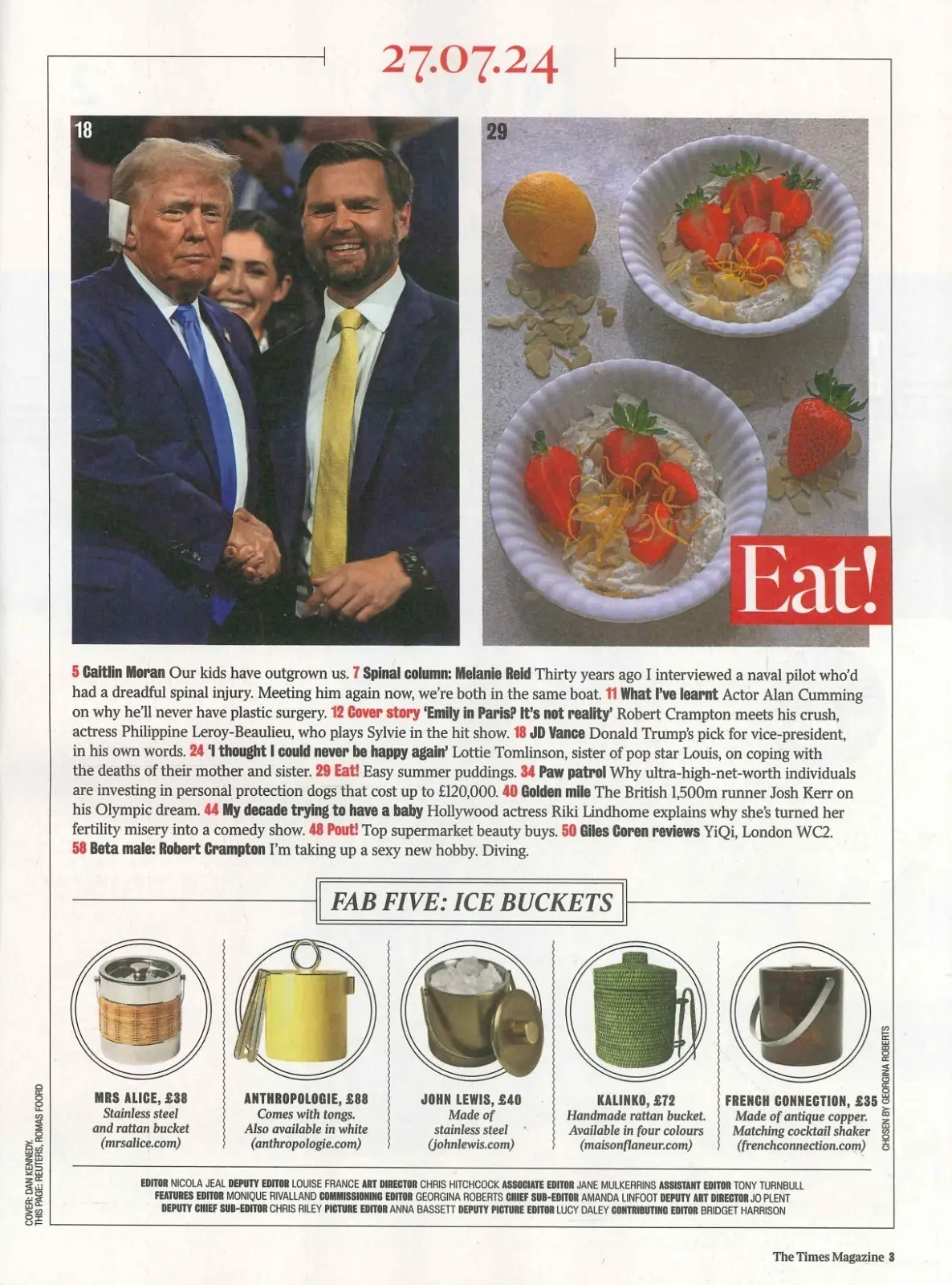 Times Magazine: Philippine Leroy, Donald Trump, JD Vance, Alan Cumming, 27.7.24 - image 2 | Free standard UK delivery included | Discount Quality Products