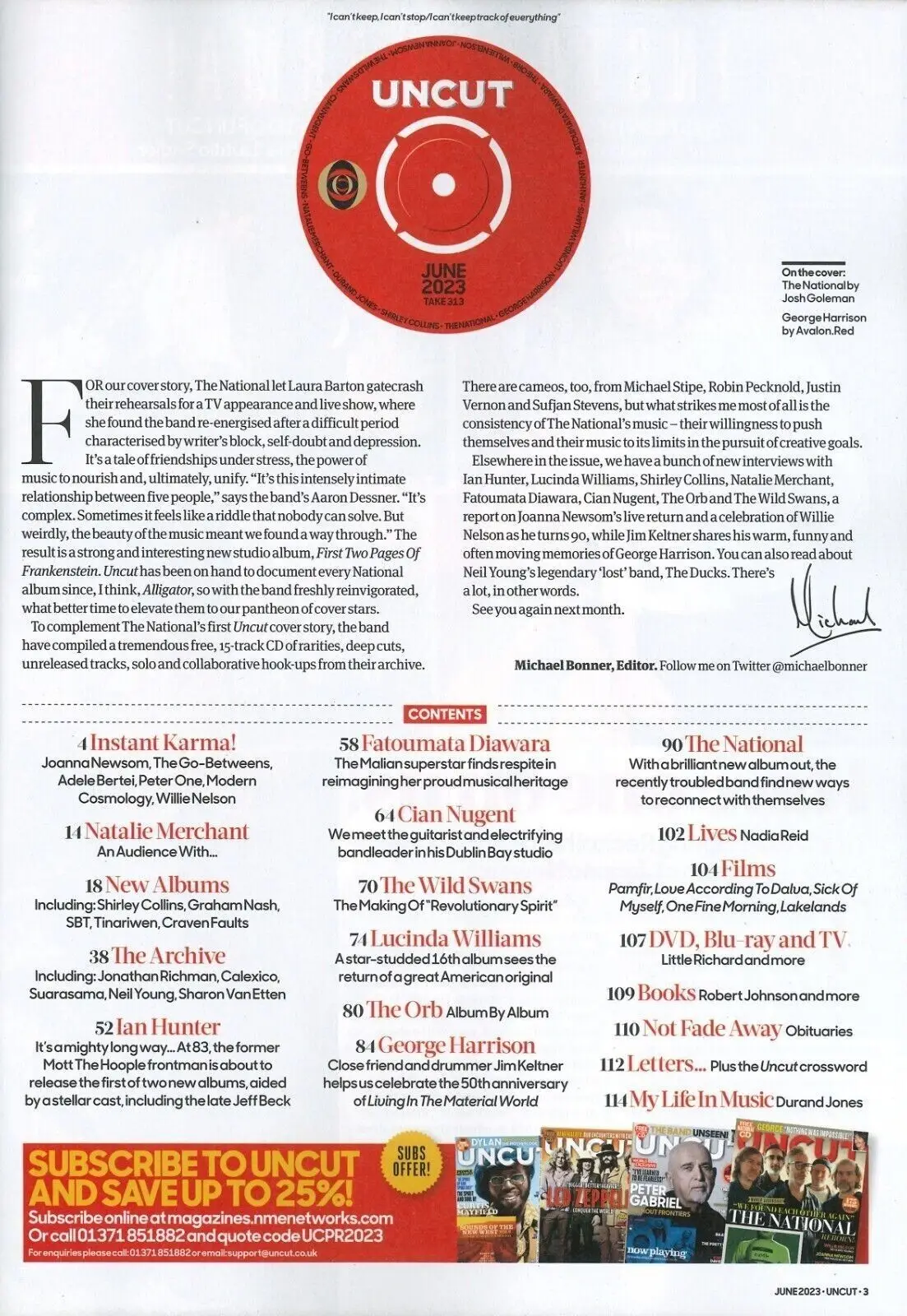 Uncut Magazine, Free CD, The National, Willie Nelson, Joanna Newsom, June 2023 - image 2 | Free standard UK delivery included | Discount Quality Products