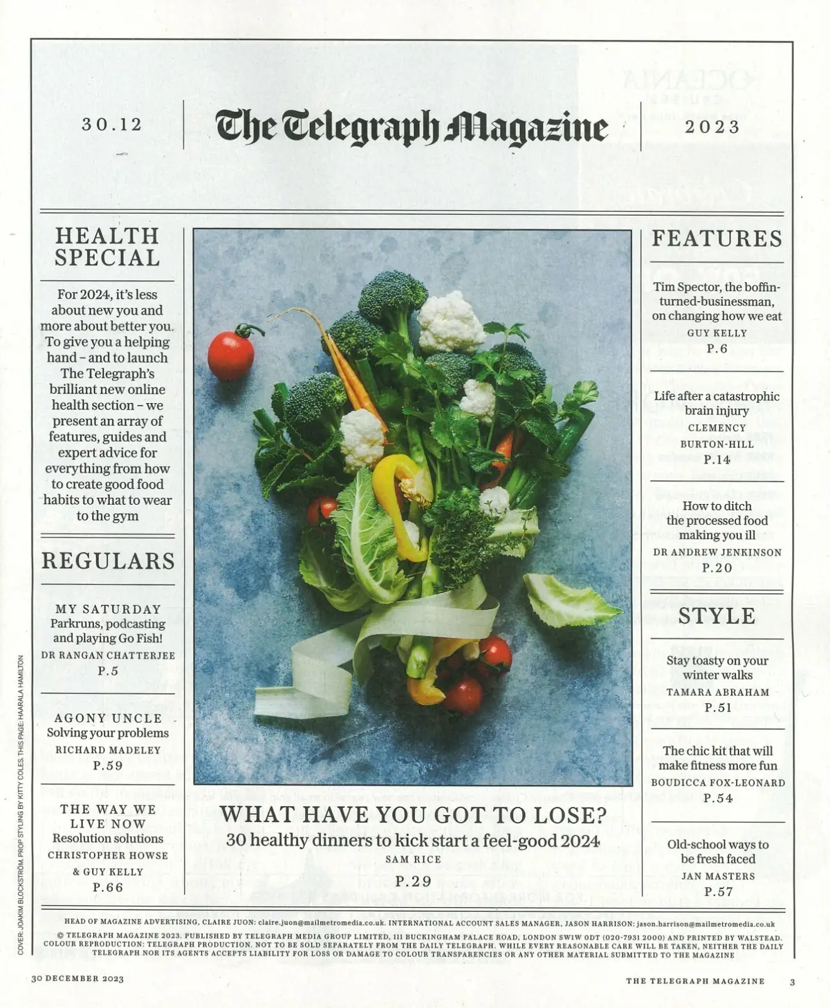 Telegraph Magazine: Tim Spector, Rangan Chatterjee, Richard Madeley, 30.12.23 - image 2 | Free standard UK delivery included | Discount Quality Products