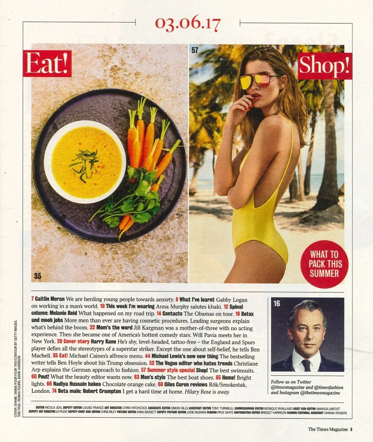 Times Magazine: Harry Kane, Gabby Logan, Obama, Nadiya Hussain, G. Coren, 3.6.17 - image 2 | Free standard UK delivery included | Discount Quality Products