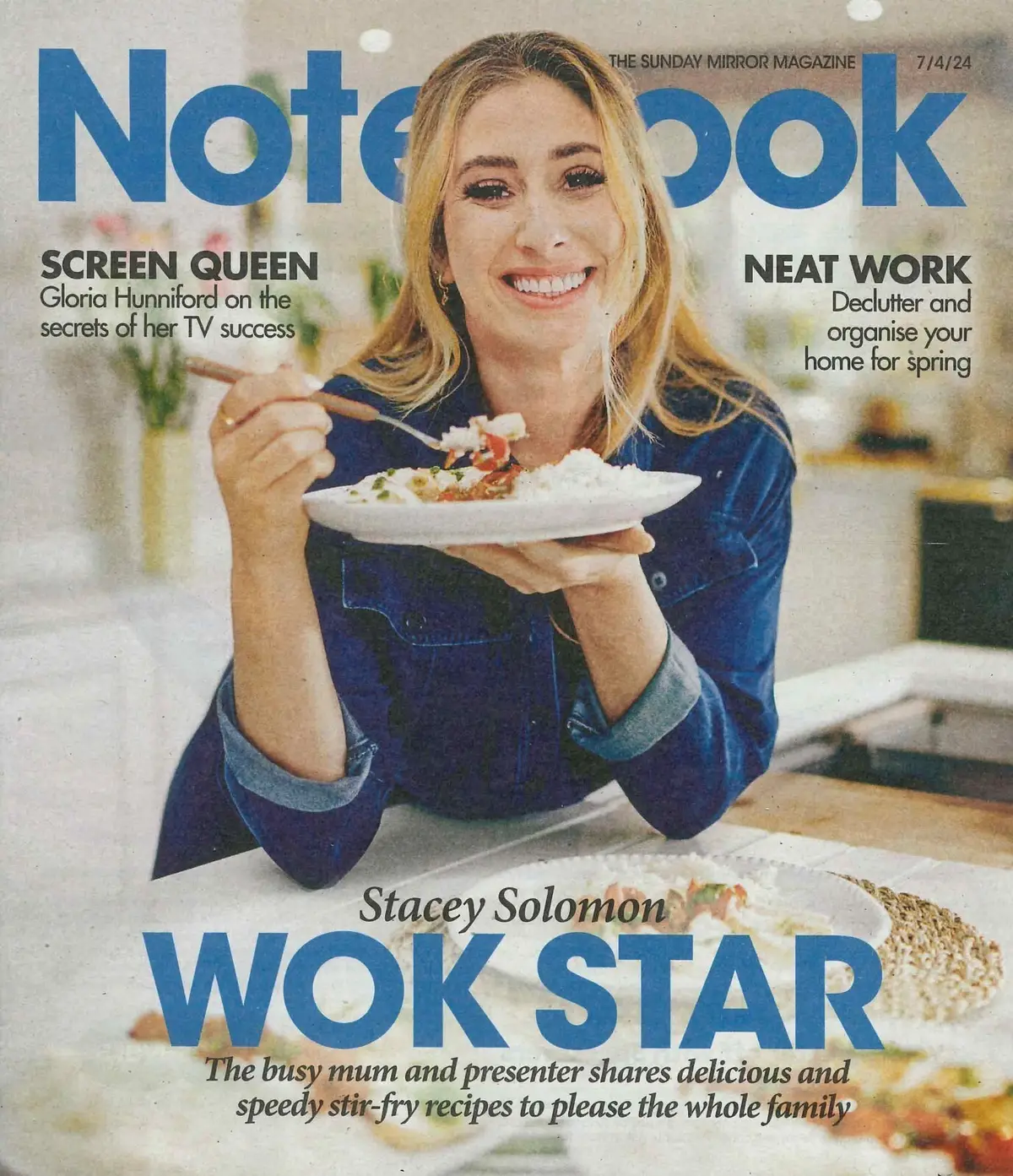 Sunday Mirror Notebook Magazine Stacey Solomon, Gloria Hunniford, Fashion 7.4.24