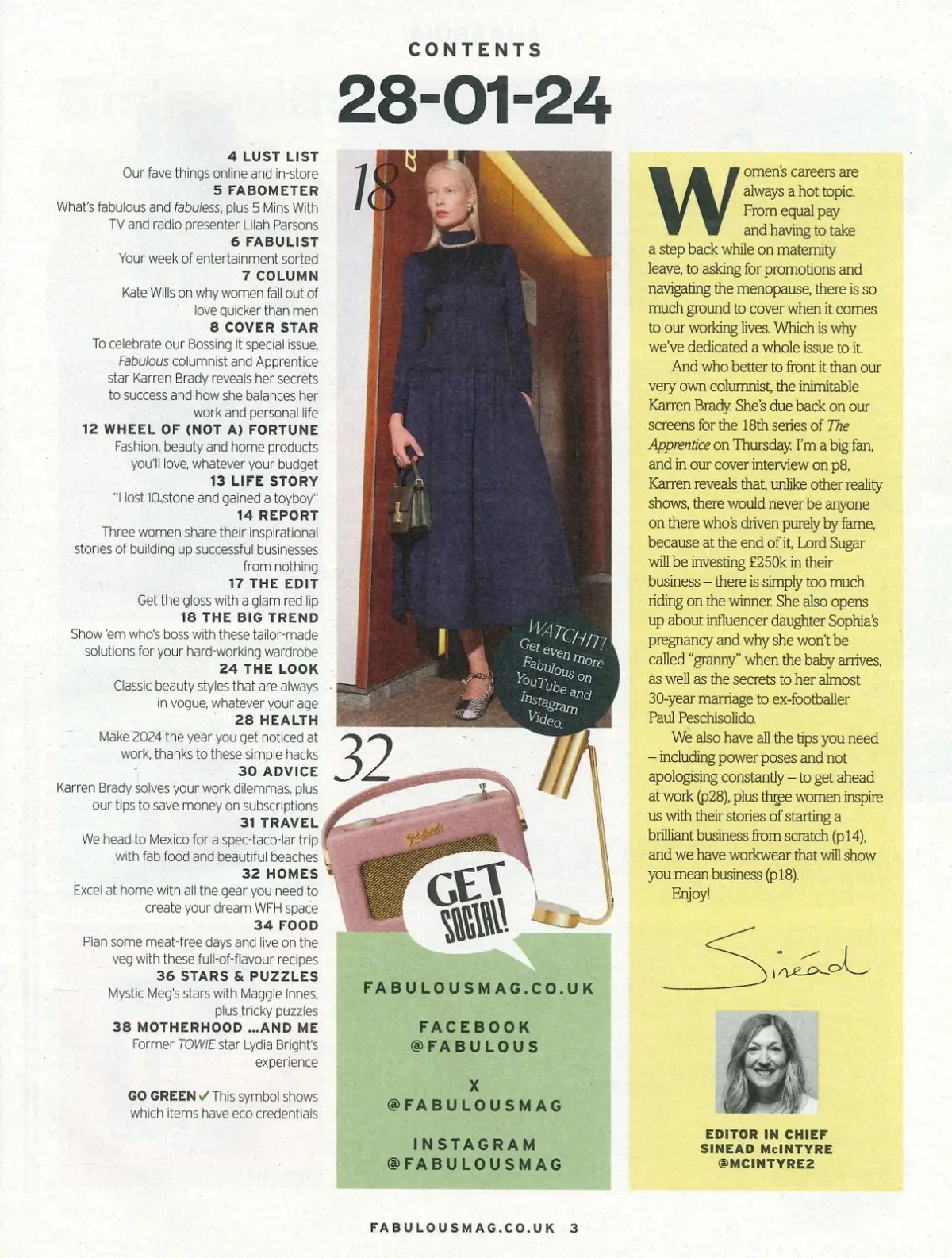 Fabulous Magazine: Karren Brady, Lilah Parsons, Lydia Bright, Fashion, 28.1.24 - image 2 | Free standard UK delivery included | Discount Quality Products