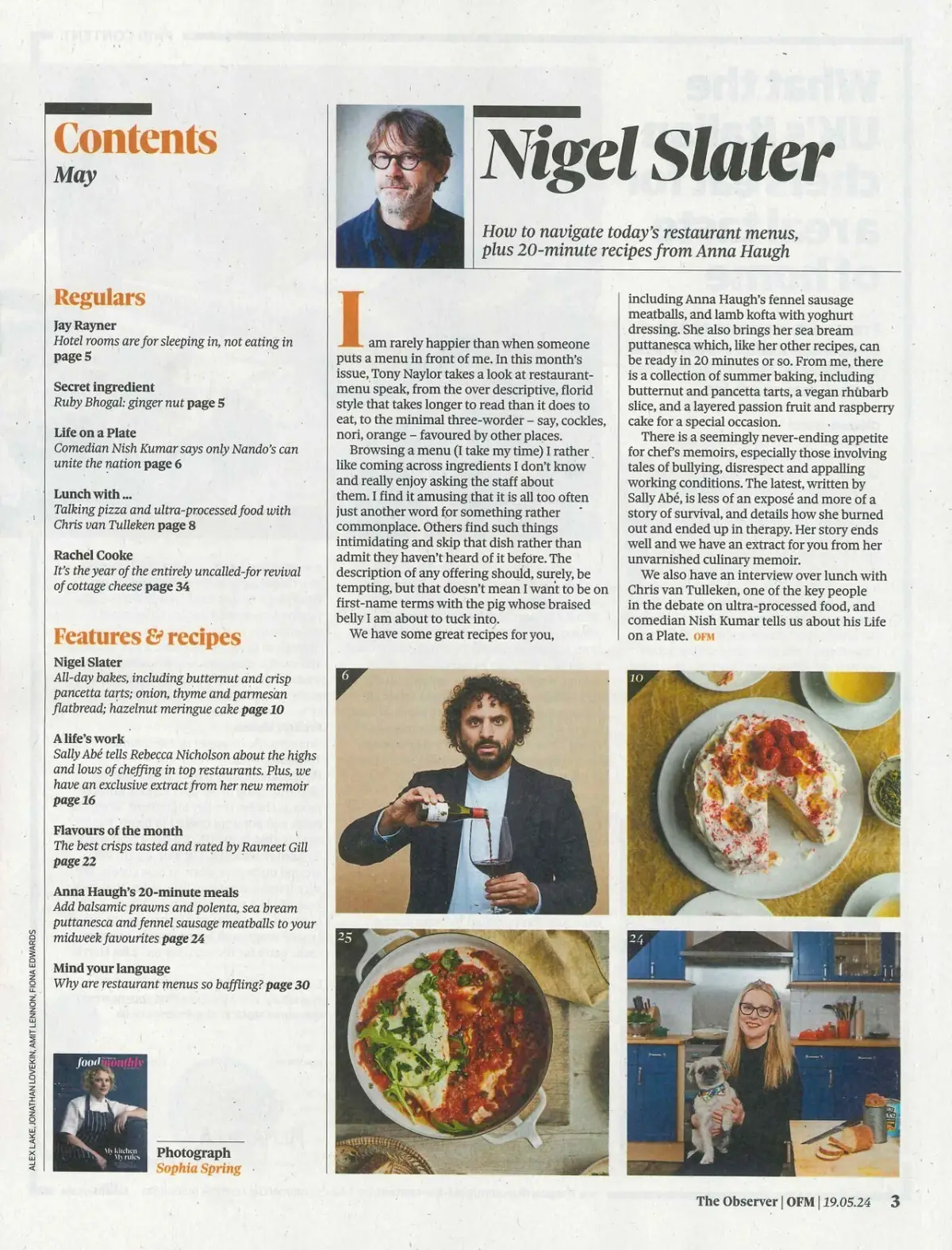 Observer Magazine Food Monthly: Sally Abé, Anna Haugh, Nigel Slater, May 2024 - image 2 | Free standard UK delivery included | Discount Quality Products