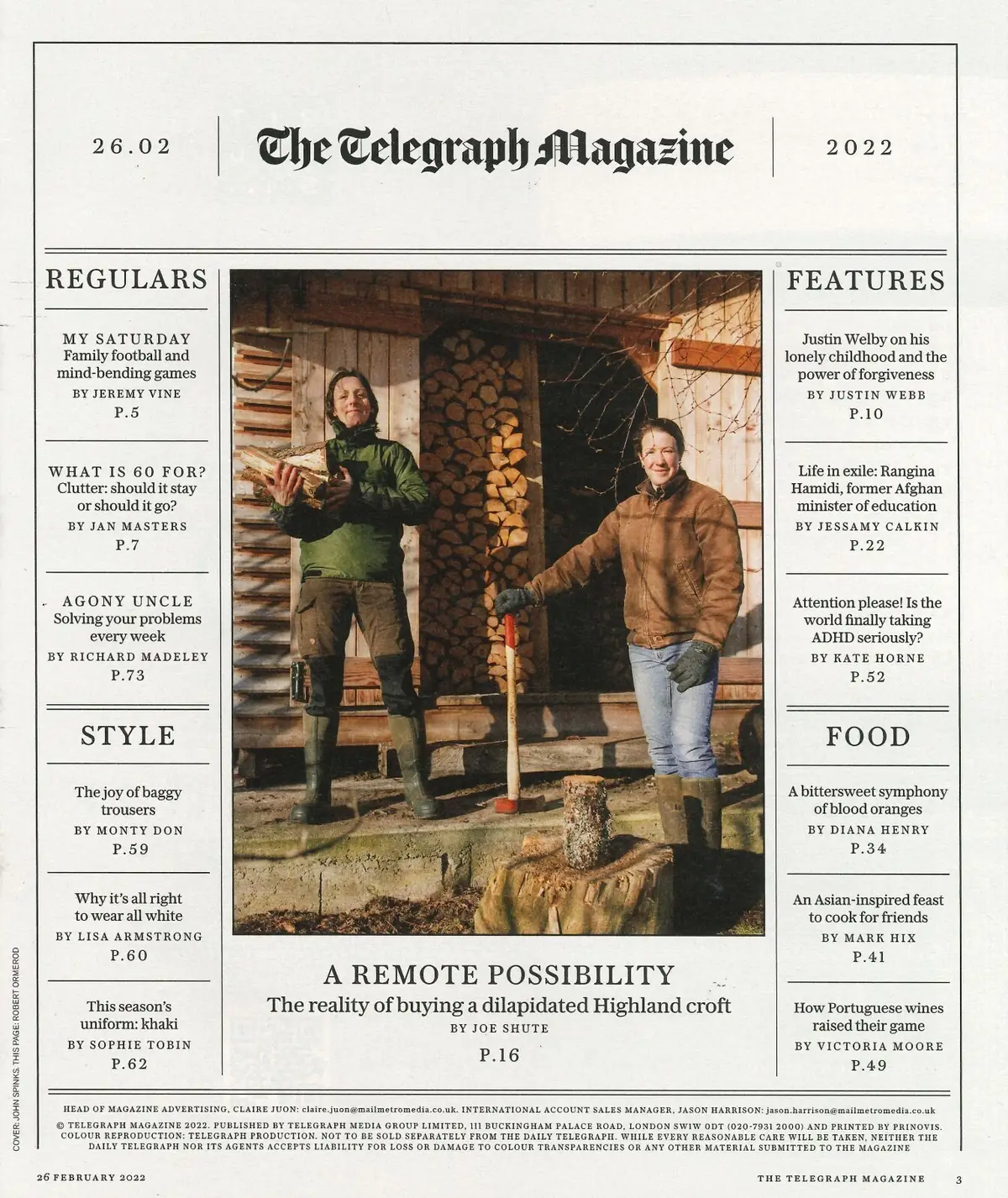 Telegraph Magazine Justin Welby, Jeremy Vine, Rangina Hamidi, R. Madeley 26.2.22 - image 2 | Free standard UK delivery included | Discount Quality Products