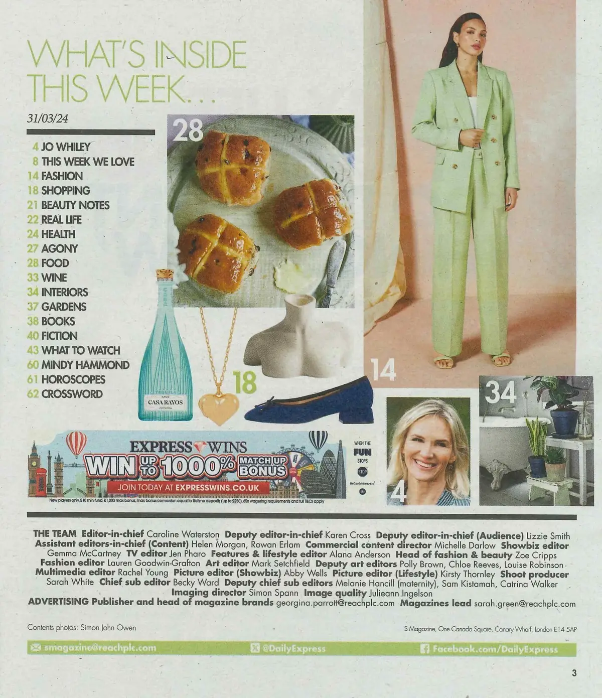 Sunday Express Magazine Jo Whiley, Mindy Hammond, Easter Recipe, Fashion 31.3.24 - image 2 | Free standard UK delivery included | Discount Quality Products