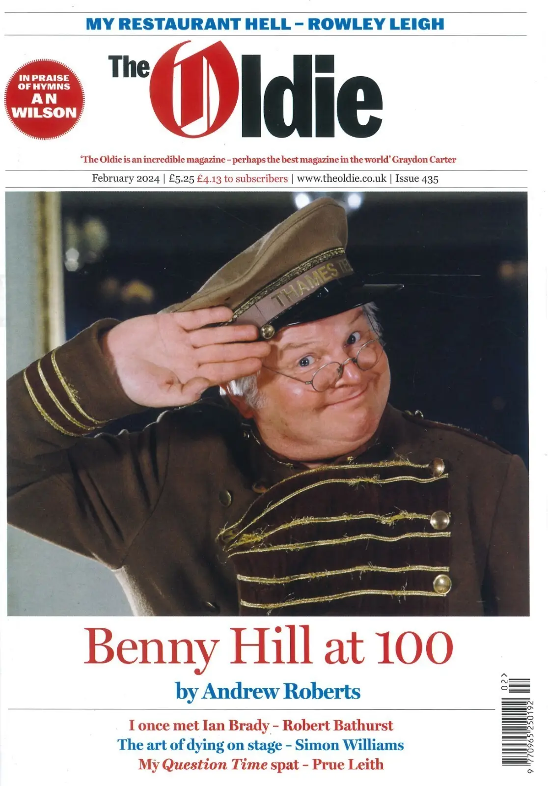 Oldie Magazine: Benny Hill at 100, Victoria Wood, Simon Williams, Prue, Feb 2024