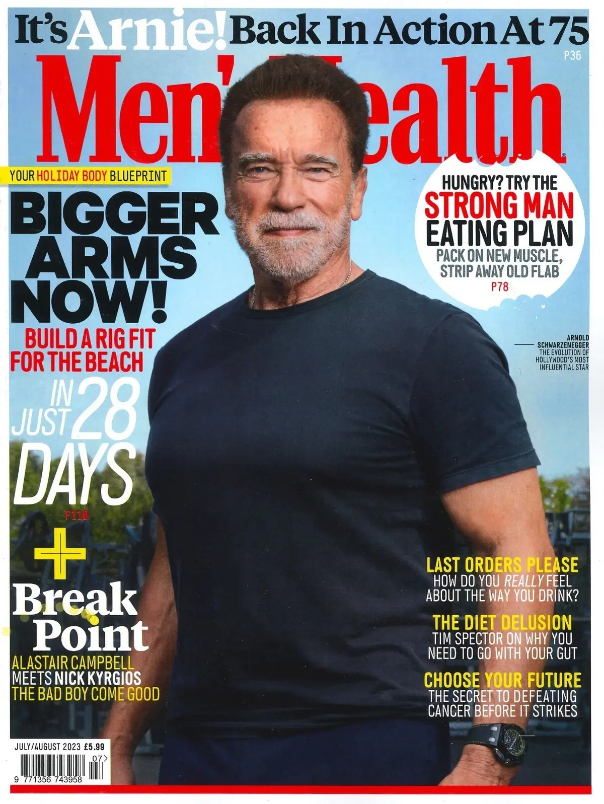 Men's Health Magazine, Arnold, Nick Kyrgios, Weight-Loss Manual, July/Aug 2023 - image 2 | Free standard UK delivery included | Discount Quality Products