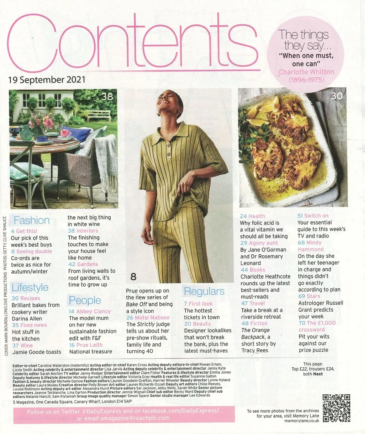 Sunday Express Magazine: Prue Leith, Motsi Mabuse, Mindy Hammond, 19.9.21 - image 2 | Free standard UK delivery included | Discount Quality Products