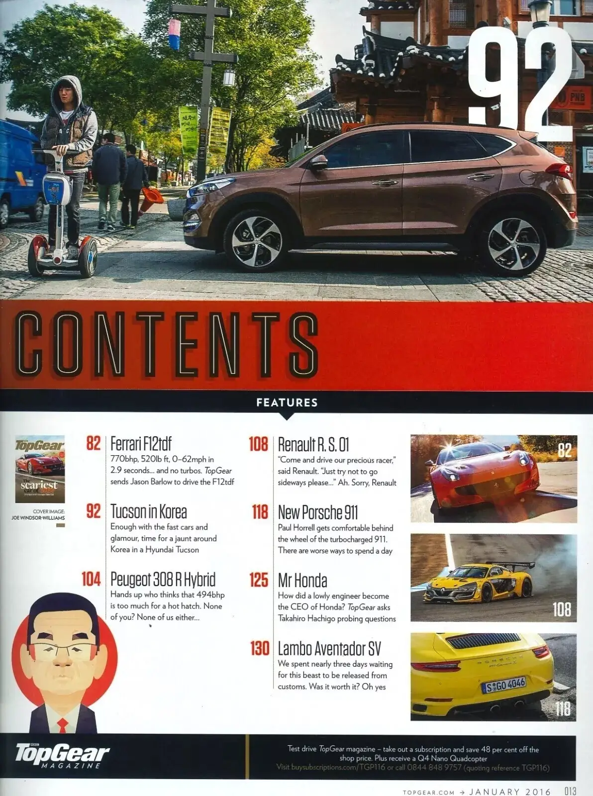 BBC Top Gear Magazine Issue 277, Ferrari, Porsche, Lambo, Jan 2016 (Wear & Tear) - image 2 | Free standard UK delivery included | Discount Quality Products