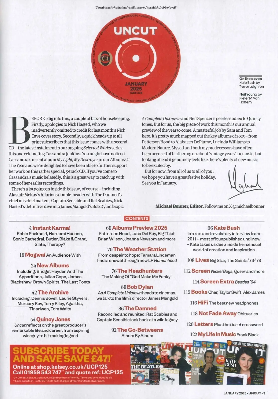 Uncut Magazine: Free CD, Kate Bush, Bob Dylan, Music, Album Preview, Jan 2025 - image 2 | Free standard UK delivery included | Discount Quality Products