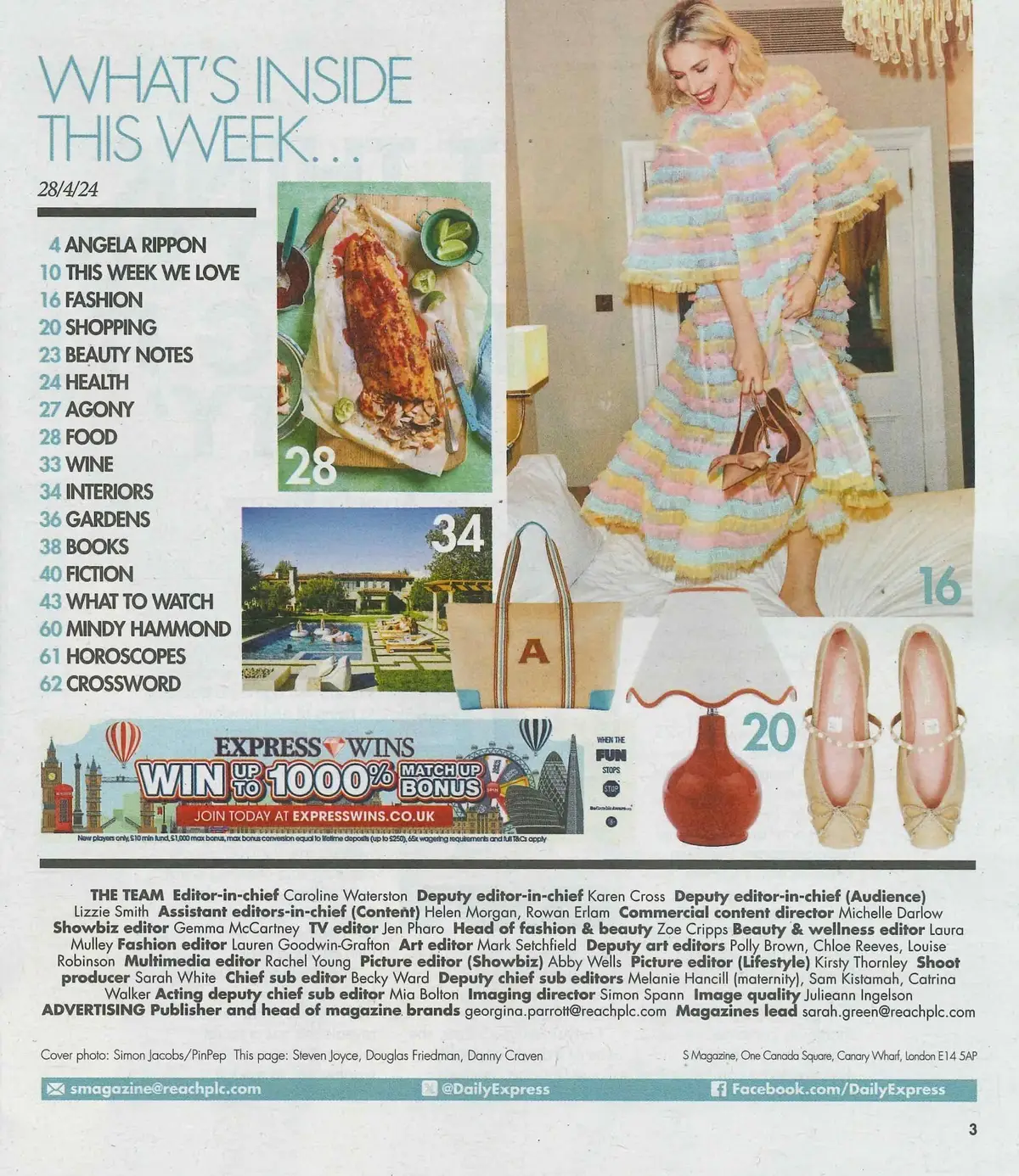 Sunday Express Magazine Angela Rippon, James May, Mindy Hammond, Fashion 28.4.24 - image 2 | Free standard UK delivery included | Discount Quality Products