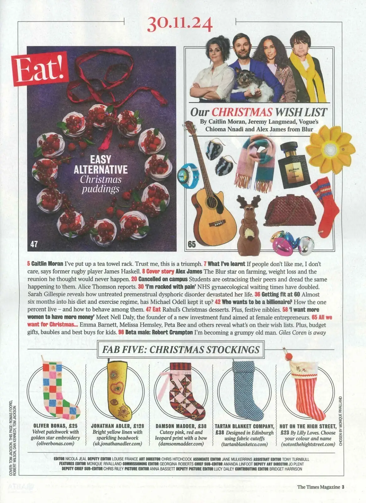 Times Magazine: Alex James, James Haskell, Caitlin Moran, Xmas Gifts, 30.11.24 - image 2 | Free standard UK delivery included | Discount Quality Products