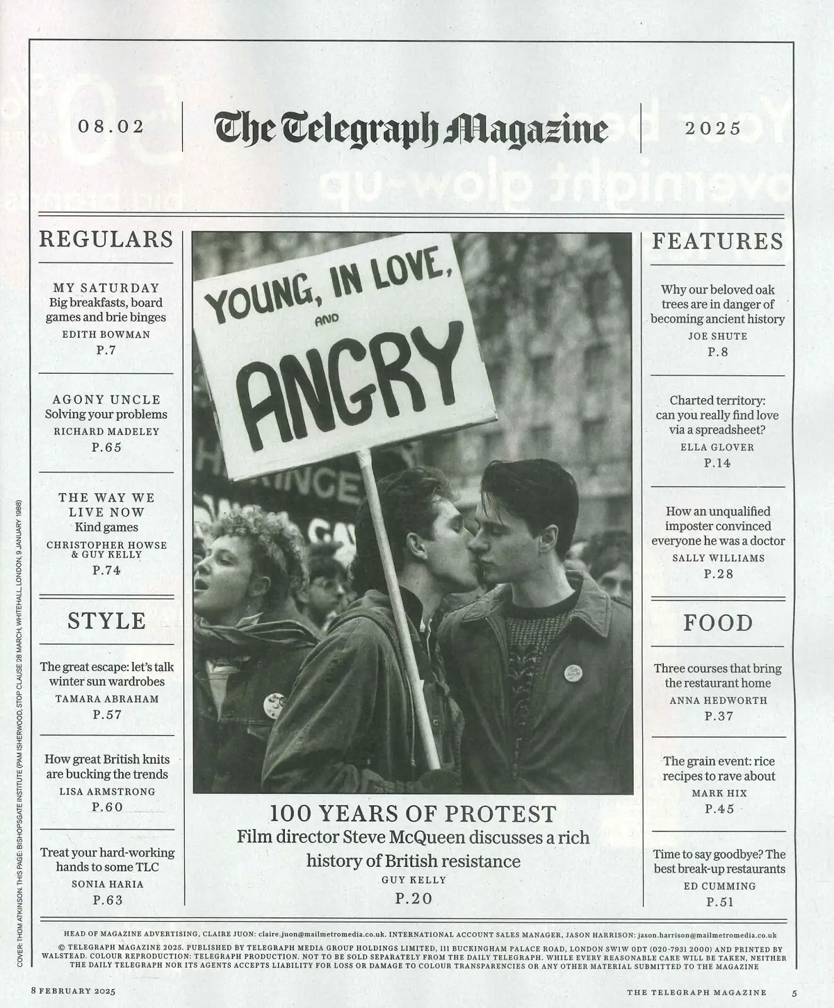 Telegraph Magazine: Steve McQueen, Edith Bowman, R. Madeley, Mark Hix, 8.2.25 - image 2 | Free standard UK delivery included | Discount Quality Products