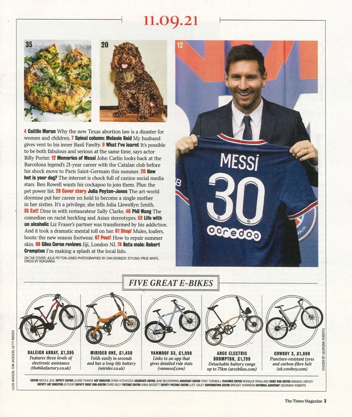 Times Magazine: Julia Peyton-Jones, Billy Porter, Messi, Giles Coren, 11.9.21 - image 2 | Free standard UK delivery included | Discount Quality Products