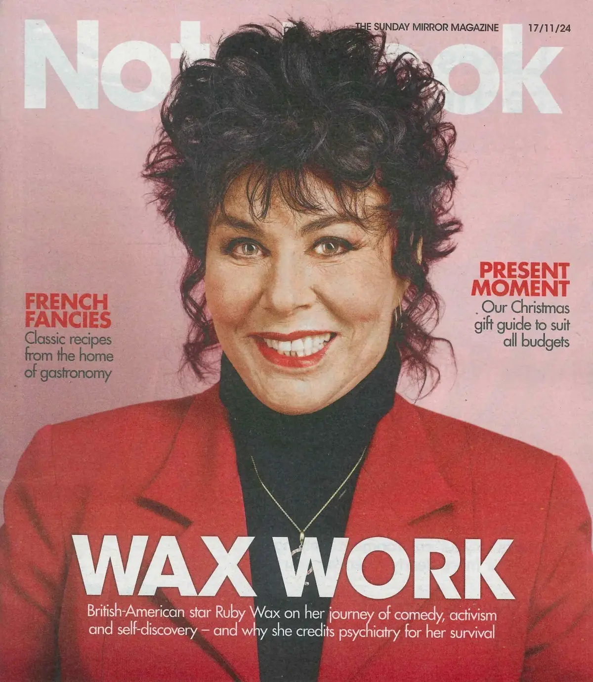 Sunday Mirror Notebook Magazine Ruby Wax, Christmas Gift Guide, Fashion 17.11.24