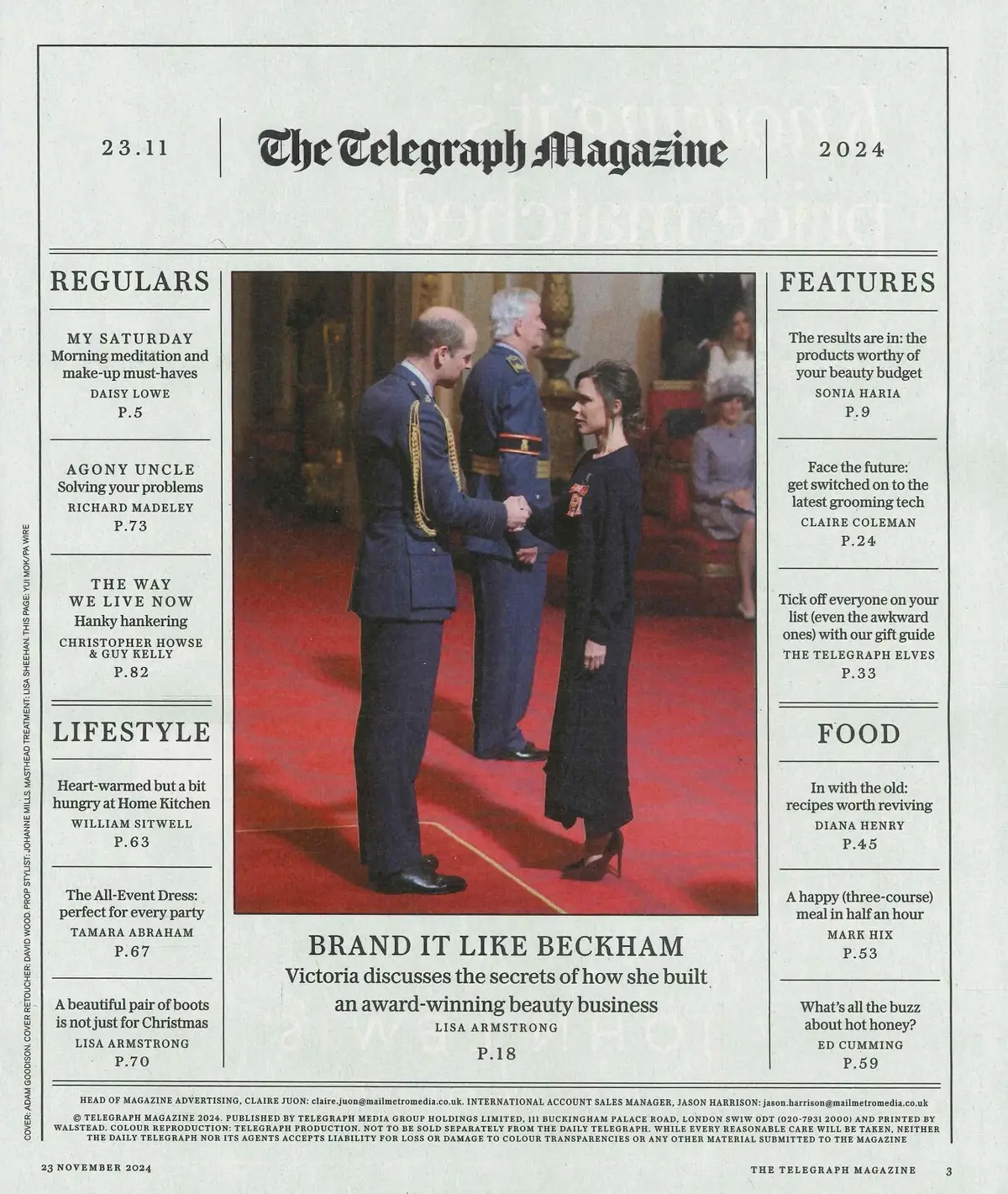 Telegraph Magazine: Victoria Beckham, Daisy Lowe, Richard Madeley, Xmas 23.11.24 - image 2 | Free standard UK delivery included | Discount Quality Products