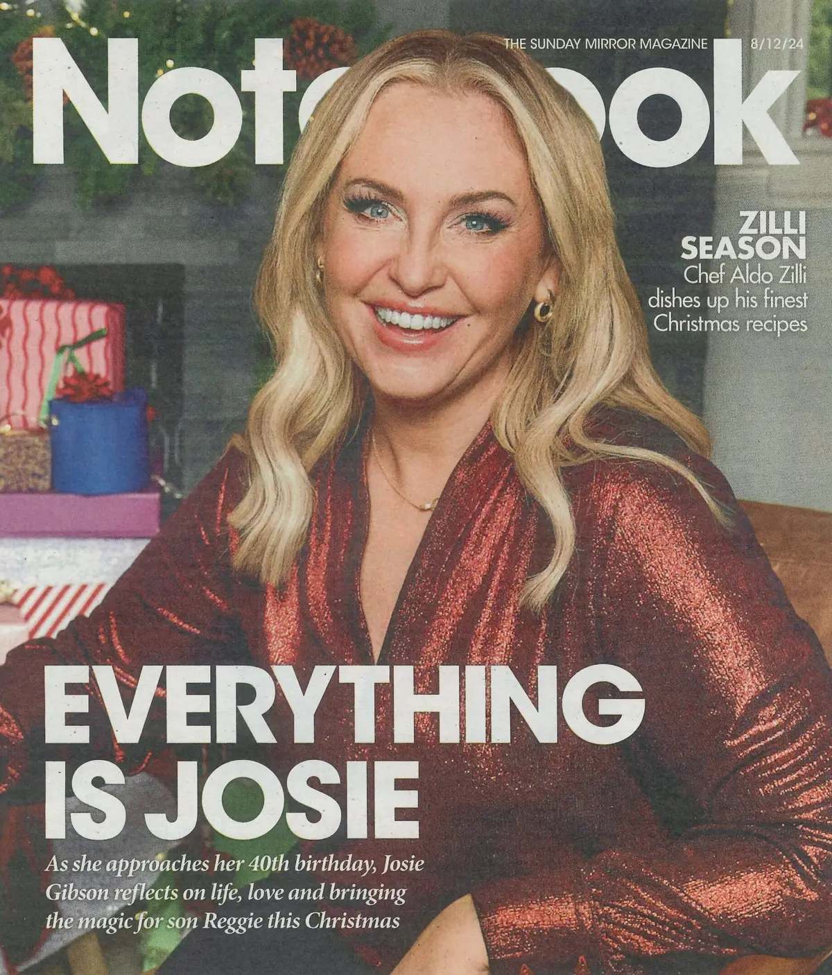 Sunday Mirror Notebook Magazine: Josie Gibson, Aldo Zilli, Christmas, 8.12.24
