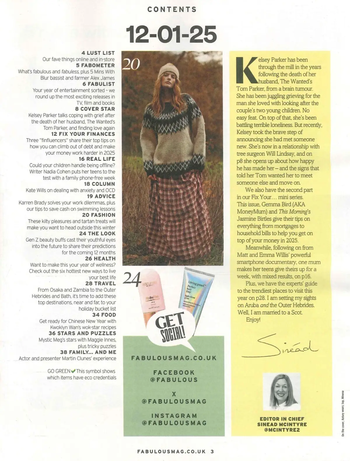 Fabulous Magazine: Kelsey Parker, Alex James, Martin Clunes, Fashion, 12.1.25 - image 2 | Free standard UK delivery included | Discount Quality Products