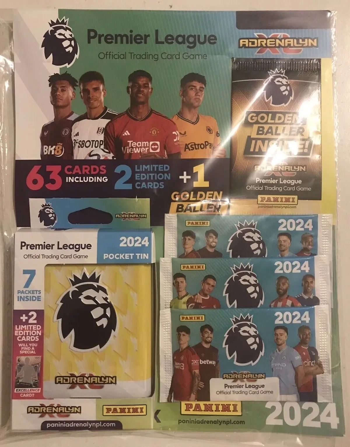 Panini Adrenalyn XL Yellow Tin 63 Cards M/p Football Premier League 2024; Soccer