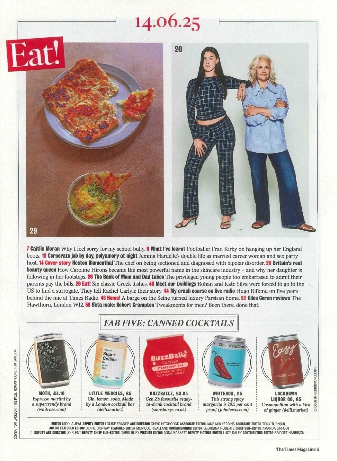 Times Magazine: Heston Blumenthal, Fran Kirby, Caroline Hirons, G. Coren 14.6.25 - image 2 | Free standard UK delivery included | Discount Quality Products
