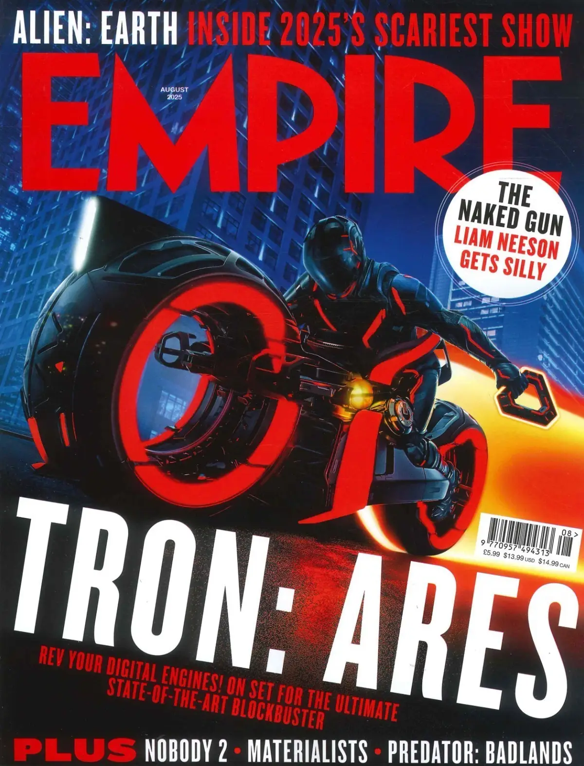 Empire Magazine: Tron Ares, Alien Earth, Naked Gun, Liam Neeson, Film, Aug 2025