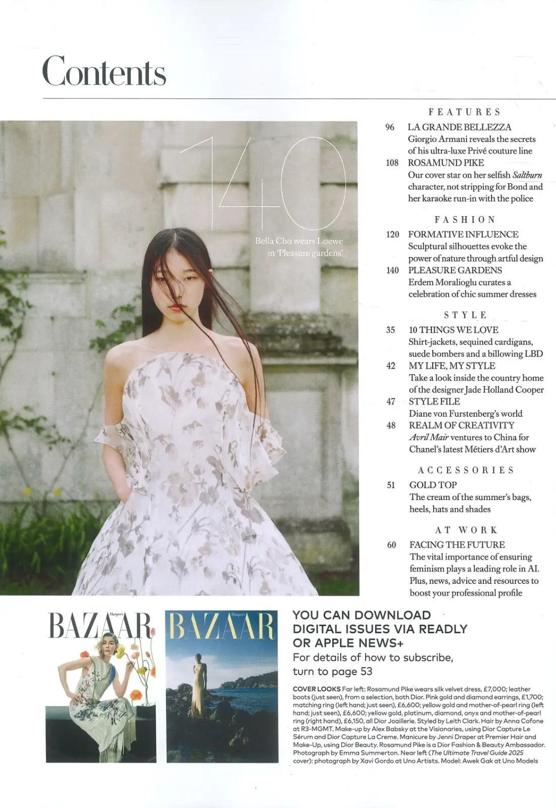Harper's Bazaar Magazine Rosamund Pike, Giorgio Armani, Summer Fashion June 2025 - image 2 | Free standard UK delivery included | Discount Quality Products