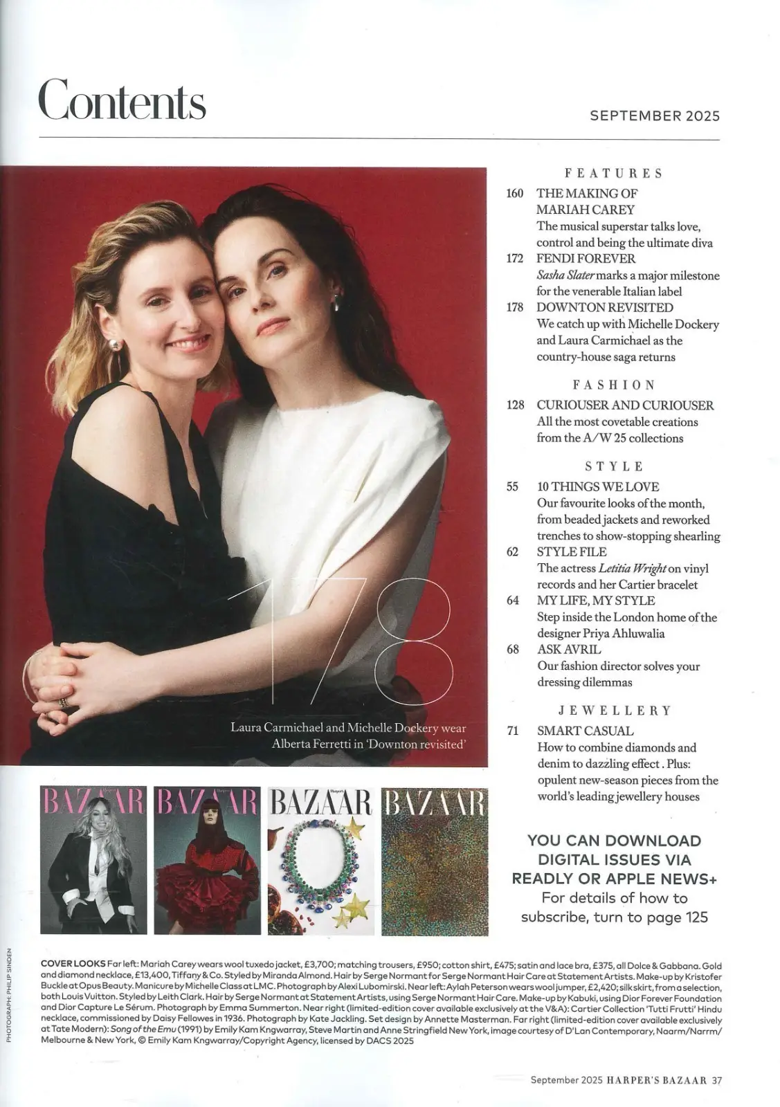 Harper's Bazaar Magazine: Mariah Carey, Michelle Dockery, Cover #2, Sept 2025 - image 2 | Free standard UK delivery included | Discount Quality Products