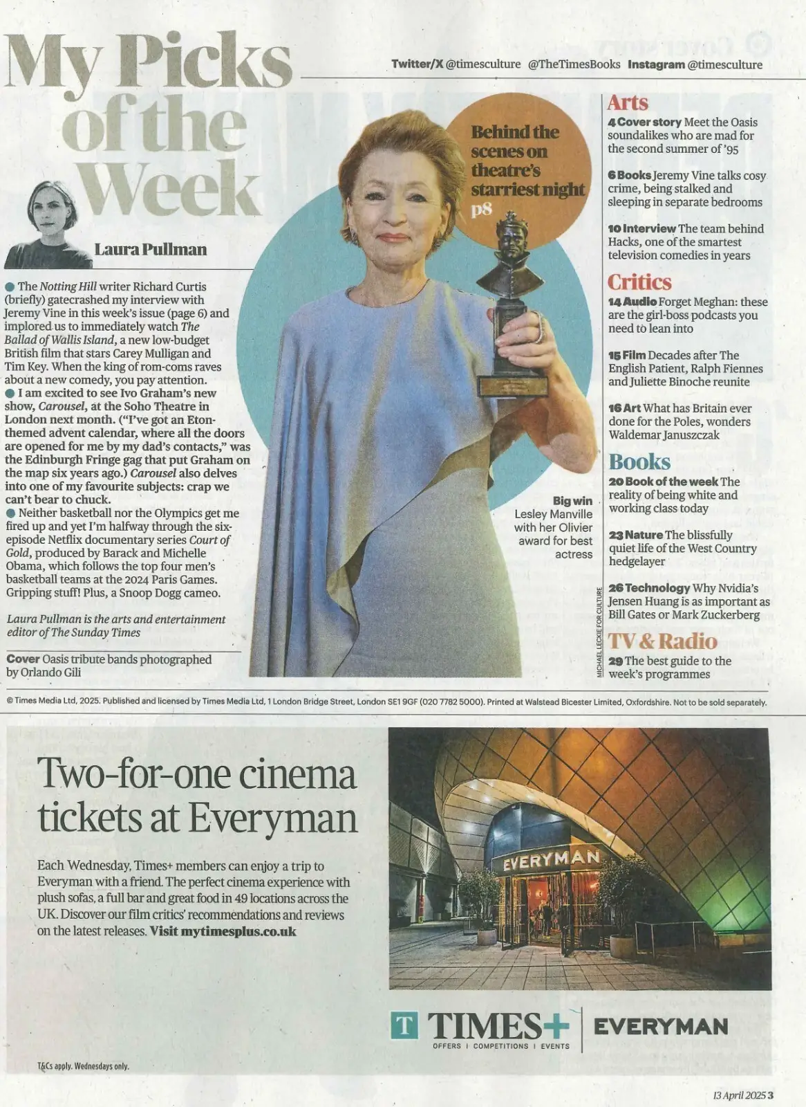 Sunday Times Culture Magazine: Oasis, Lesley Manville, Jensen Huang, 13.4.25 - image 2 | Free standard UK delivery included | Discount Quality Products