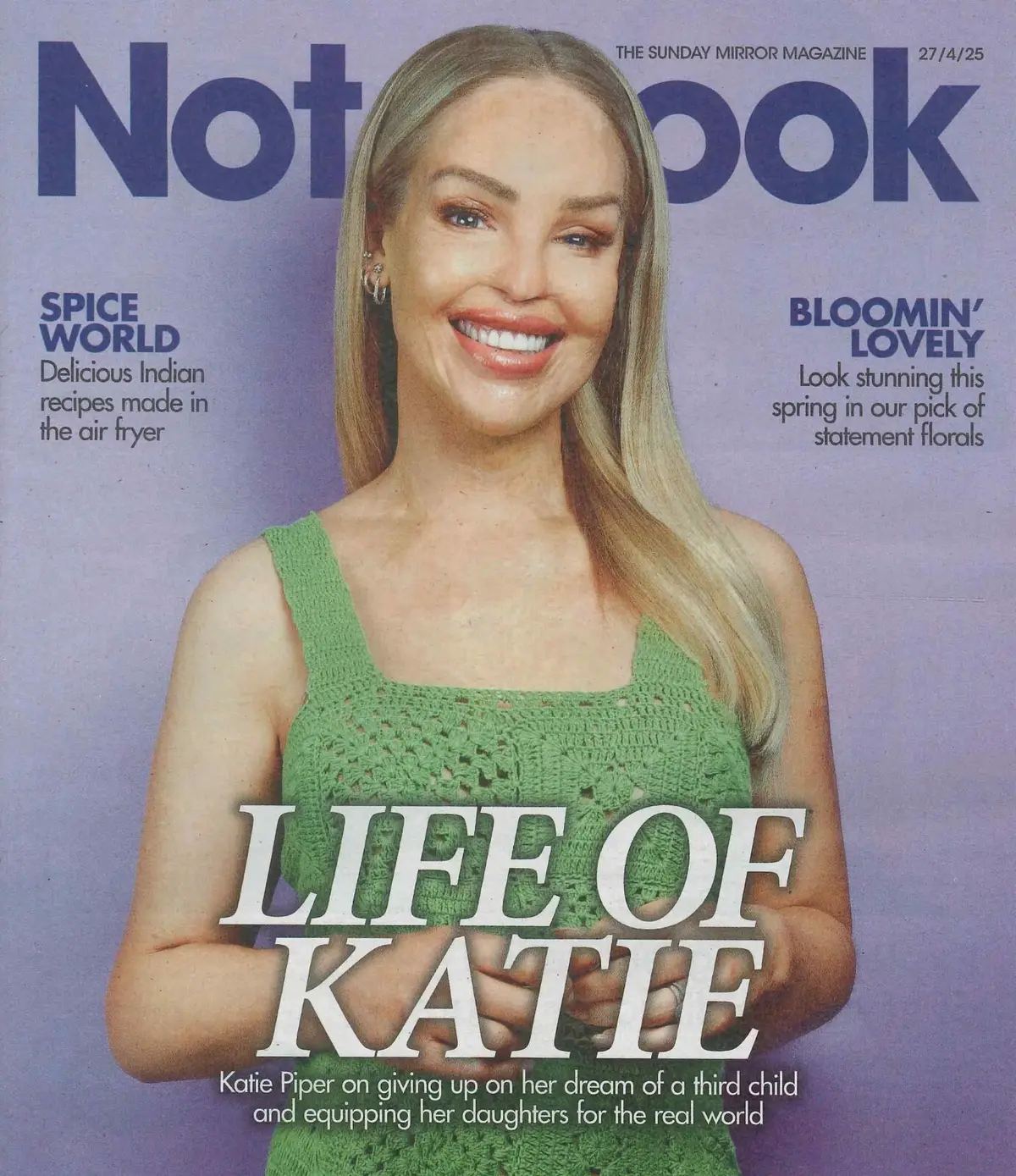 Sunday Mirror Notebook Magazine: Katie Piper, James Anderson, Fashion, 27.4.25