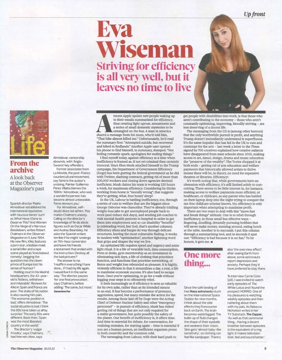 Observer Magazine: Carrie Coon, Bryn Terfel, Guz Khan, Nigel Slater, 30.3.25 - image 3 | Free standard UK delivery included | Discount Quality Products