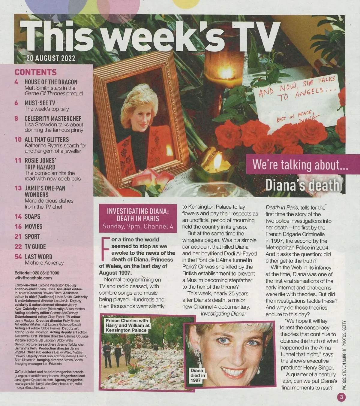 Mirror Love TV Magazine: Matt Smith House of the Dragon, Diana Death, 20.8.22 - image 2 | Free standard UK delivery included | Discount Quality Products