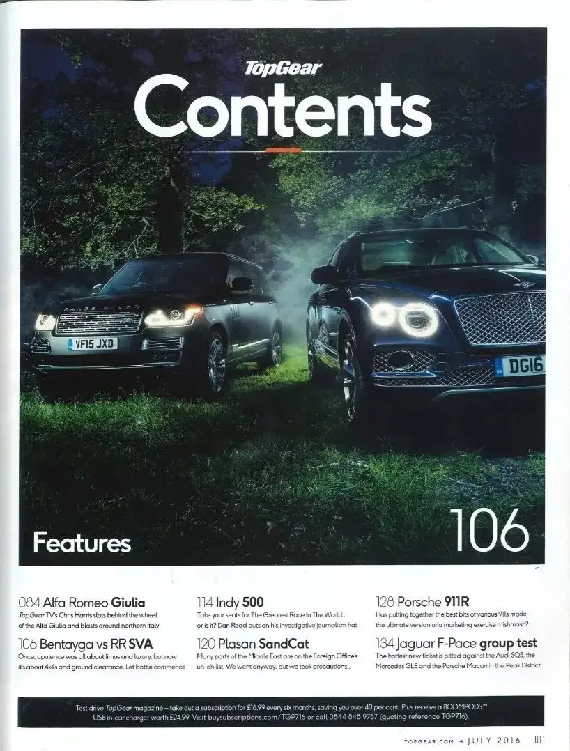 BBC Top Gear Magazine: Issue #284, Porsche 911R, Alfa Romeo Giulia, July 2016 - image 2 | Free standard UK delivery included | Discount Quality Products