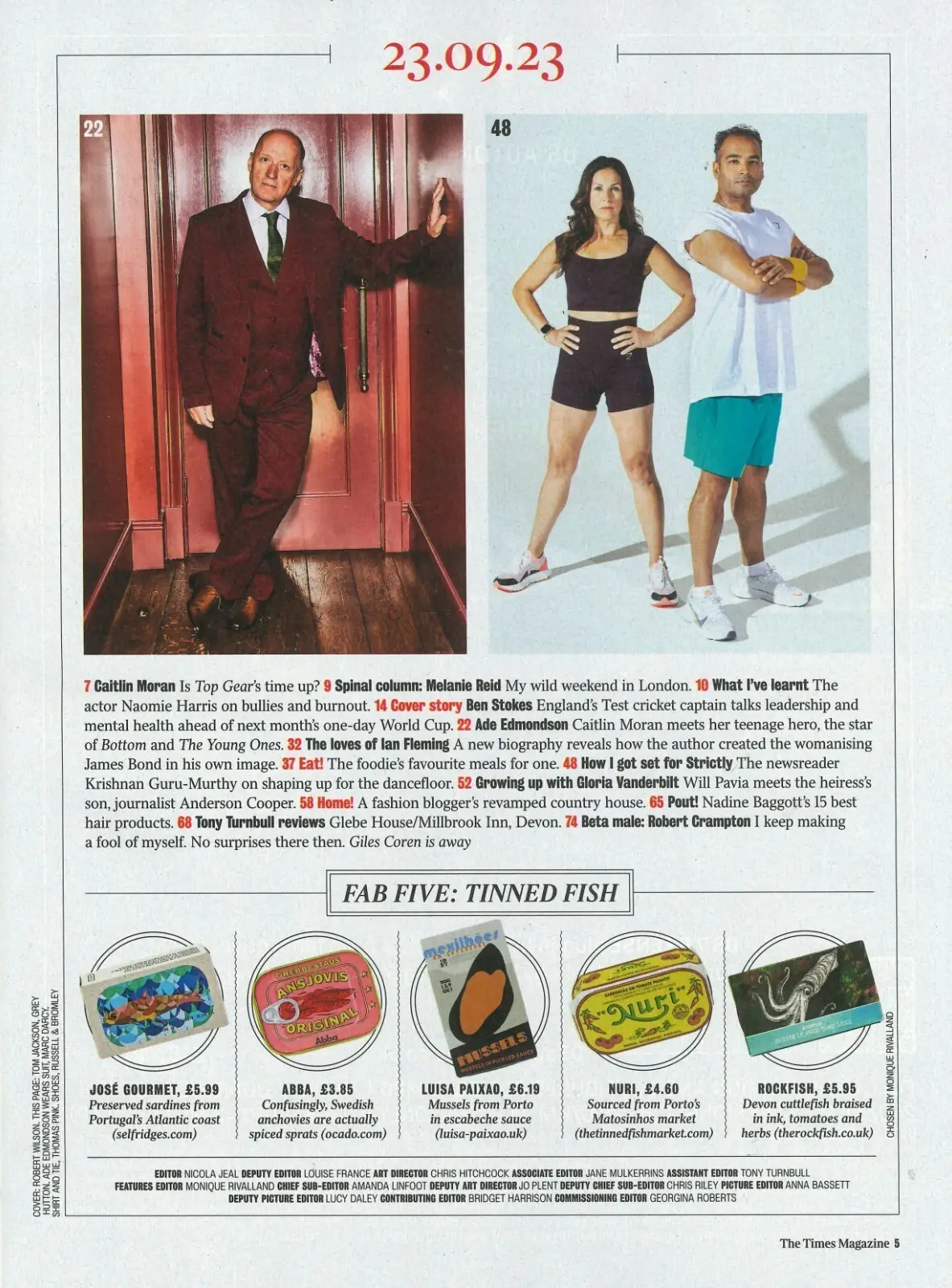 Times Magazine: Ben Stokes, Ian Fleming, Naomie Harris, Ade Edmondson, 23.9.23 - image 2 | Free standard UK delivery included | Discount Quality Products