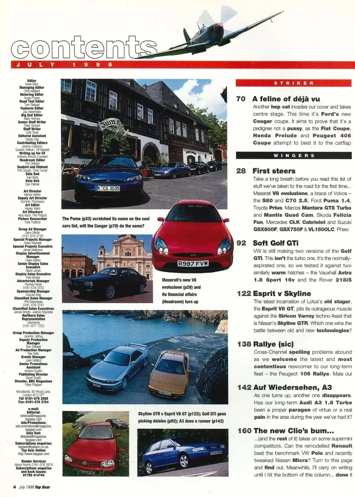 BBC Top Gear Magazine: Issue #58, Ford Cougar, Nissan GTR, Audi A3, July 1998 - image 2 | Free standard UK delivery included | Discount Quality Products